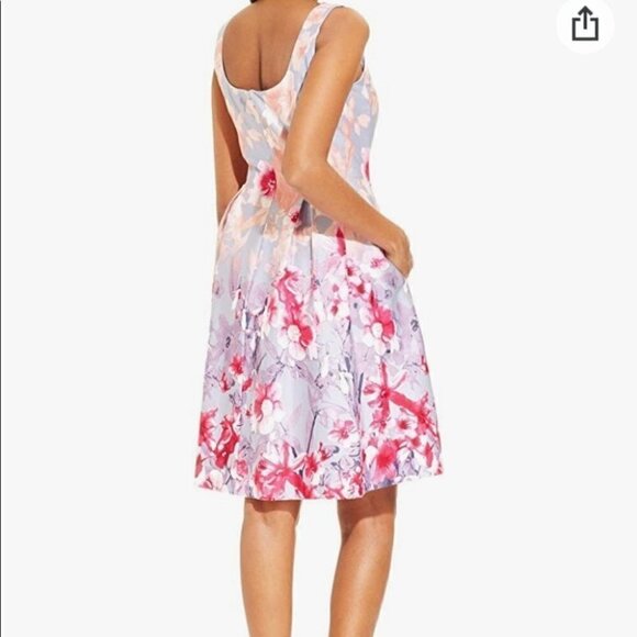 Nine West NWT classic fit n flare dress Jazzberry floral party event dress sz 2 - Picture 2 of 13